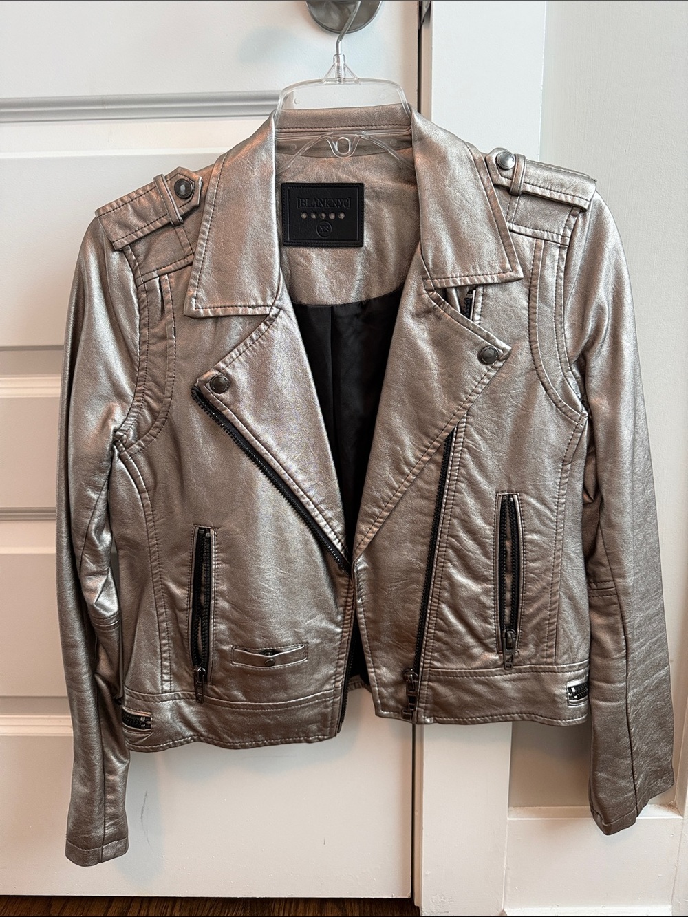 Blank NYC Metallic pewter Moto Jacket